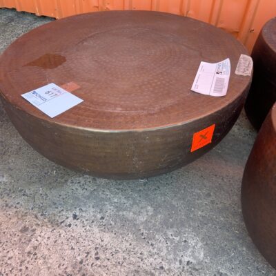 EX STAGING - DRUM METAL COFFEE TABLE SOLD AS IS