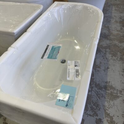 NEW FIENZ BACK TO WALL WHITE ACRYLIC FREESTANDING BATH 1700MM SOLD AS IS