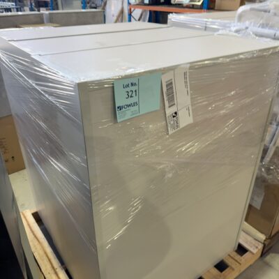 PALLET WITH USED OFFICE LAMINATE BOOKCASES, SOLD AS IS