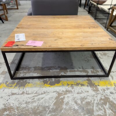 EX STAGING - LARGE SQUARE RUSTIC TIMBER COFFEE TABLE SOLD AS IS