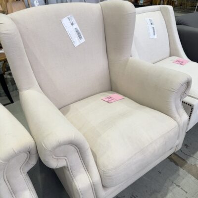 EX STAGING - CREAM LINEN WINGBACK, SOLD AS IS