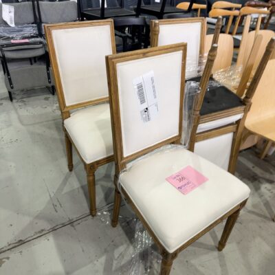 EX STAGING - FRENCH PROVINCIAL CREAM DINING CHAIR, TIMBER FRAME, SOLD AS IS