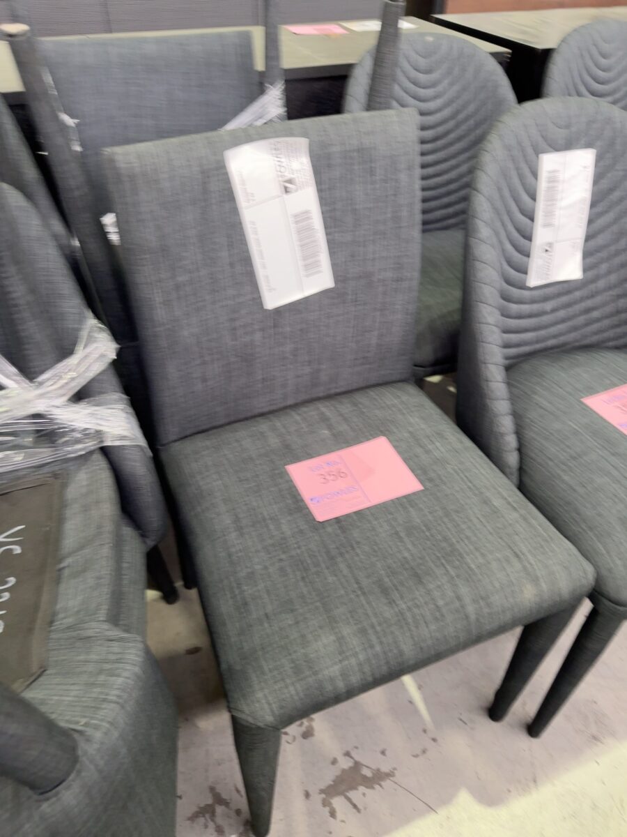 EX STAGING - GREY DINING CHAIR, SOLD AS IS