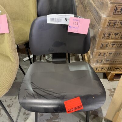 EX STAGING - LOW BLACK TIMBER CHAIR, SOLD AS IS