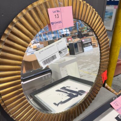 EX STAGING - GOLD ROUND MIRROR SOLD AS IS