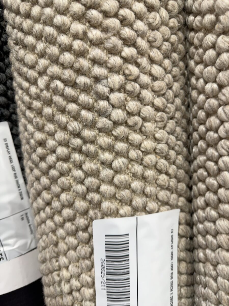 EX DISPLAY WOOL LOOP RUG 200CM X 290CM