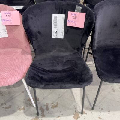 EX HIRE BLACK VELVET DINING CHAIRS, SOLD AS IS