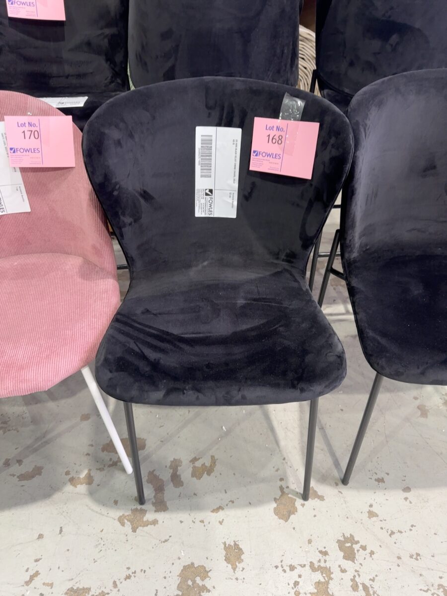 EX HIRE BLACK VELVET DINING CHAIRS, SOLD AS IS