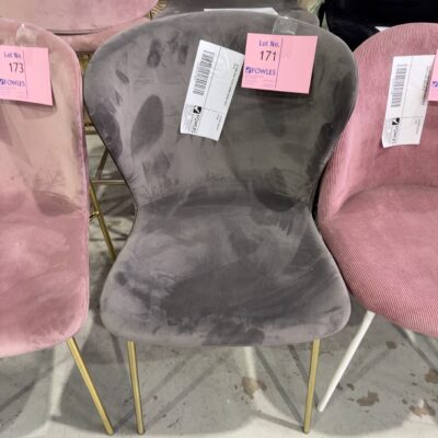 EX HIRE GREY VELVET DINING CHAIRS, SOLD AS IS