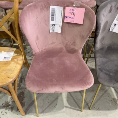 EX HIRE PINK VELVET DINING CHAIRS, SOLD AS IS