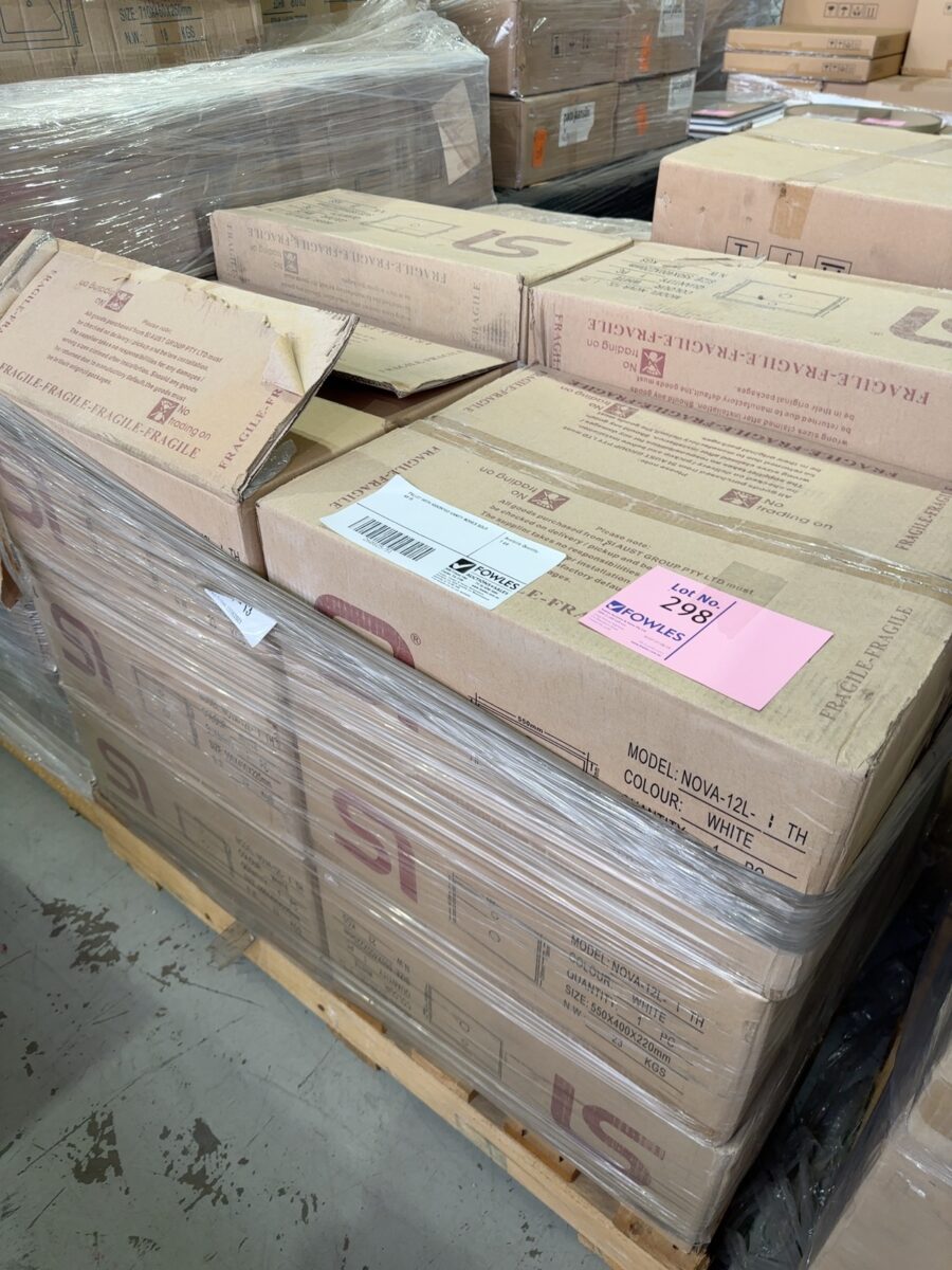 PALLET WITH ASSORTED VANITY BOWLS SOLD AS IS