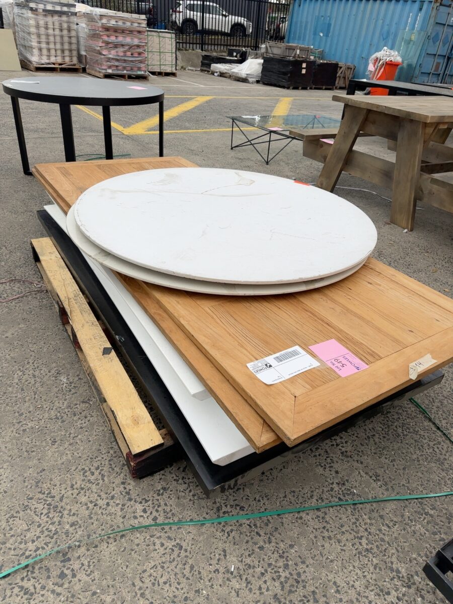 EX HIRE - PALLET OF TABLE TOPS, SOLD AS IS