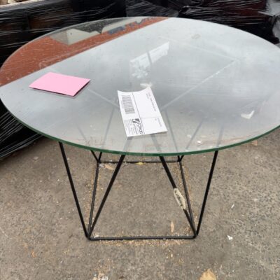 EX HIRE - ROUND 1200MM GLASS TABLE SOLD AS IS