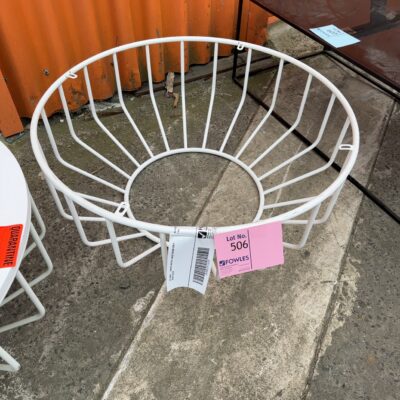 EX HIRE - WHITE METAL TABLE FRAME ONLY SOLD AS IS