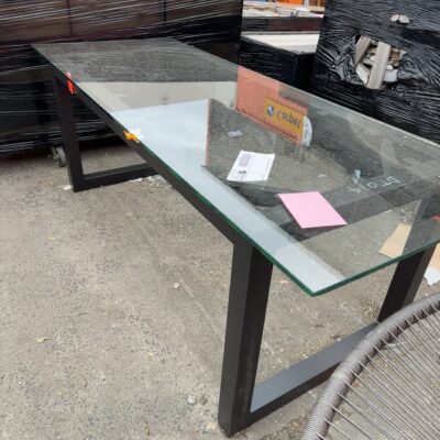 EX HIRE - GLASS DINING TABLE SOLD AS IS