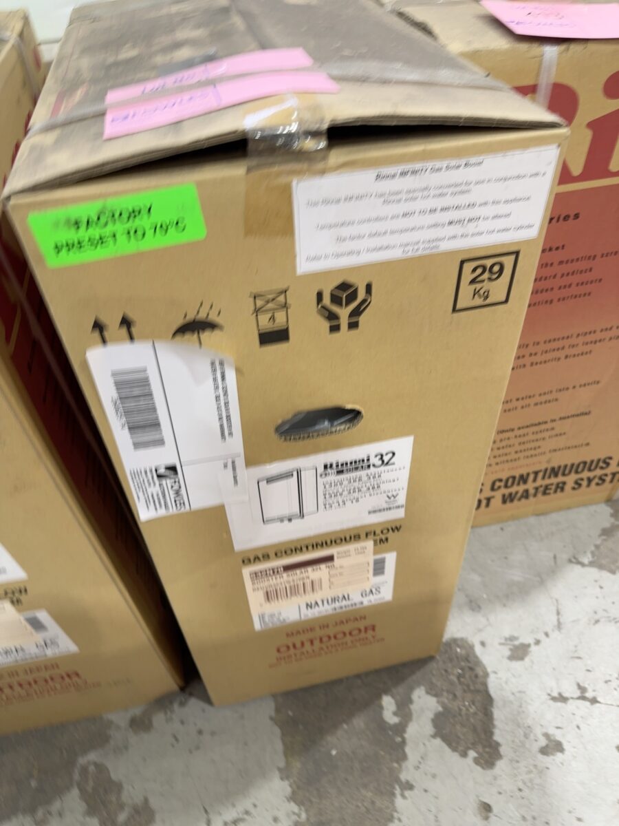 NEW RINNAI S32N70 SOLAR BOOSTER HOT WATER HEATER, SOLD AS IS NO WARRANTY
