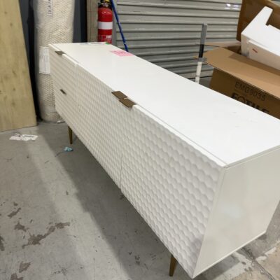 EX STAGING - WHITE BUFFET *DAMAGED UNDERNEATH, LEGS RE-ATTACHED**SOLD AS IS