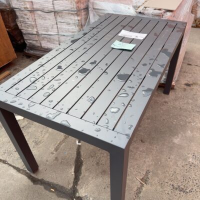 EX DISPLAY DARK GREY METAL SLAT OUTDOOR TABLE, 1800MM SOLD AS IS