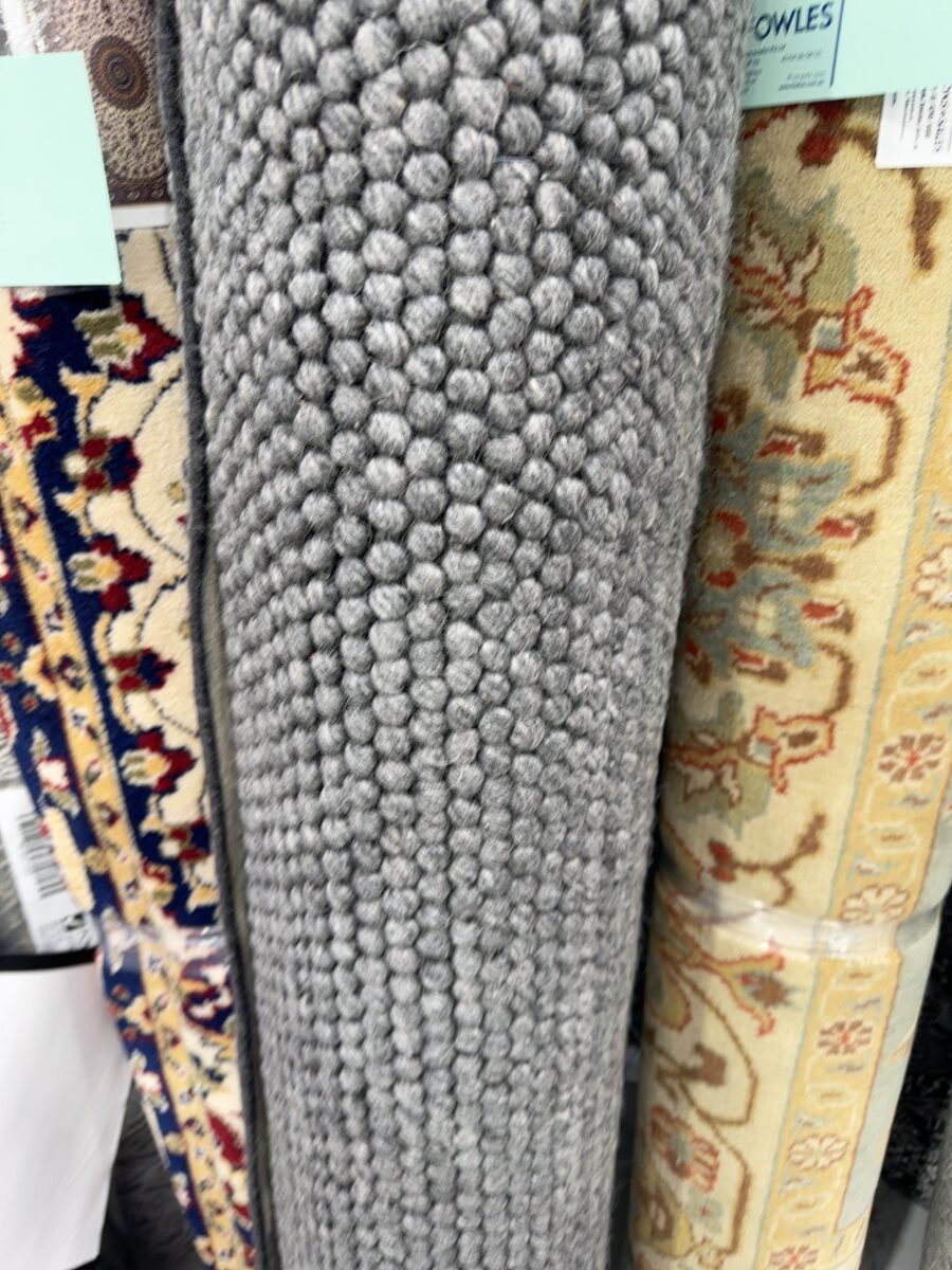 EX DISPLAY WOOL LOOP RUG 240CM X 330CM, HAND WOVEN RRP$1999