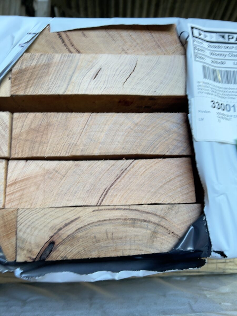 200X50 SKIP DRESSED FEATURE GRADE WORMY CHESTNUT KD HARDWOOD