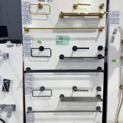 EX DISPLAY BOARD - LARGE BOARD OF ASSORTED BATHROOM ACCESSORIES ACROSS COLOUR RANGES SOLD AS IS