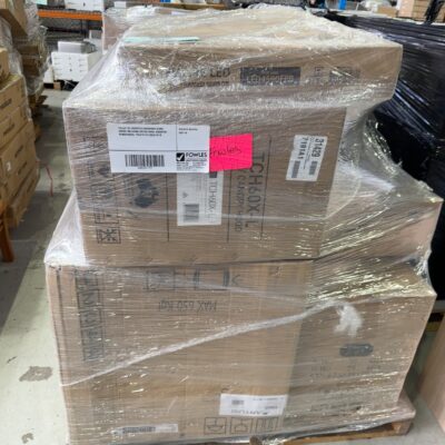 PALLET OF ASSORTED HARDWARE STORE GOODS INCLUDING ARTUSI OVEN, ASSORTED RANGEHOODS, TOILETS ETC SOLD AS IS