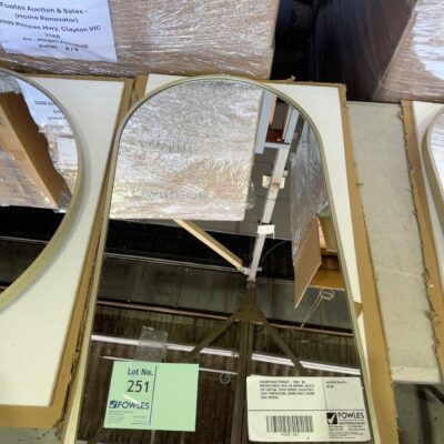 DISCONTINUED PRODUCT - CB50-BB BRUSHED BRASS ARCH LED MIRROR, BACKLIT LED LIGHTING, TOUCH SENSOR, ADJUSTABLE LIGHT TEMPERATURE, 900MM HIGH X 500MM WIDE RRP8