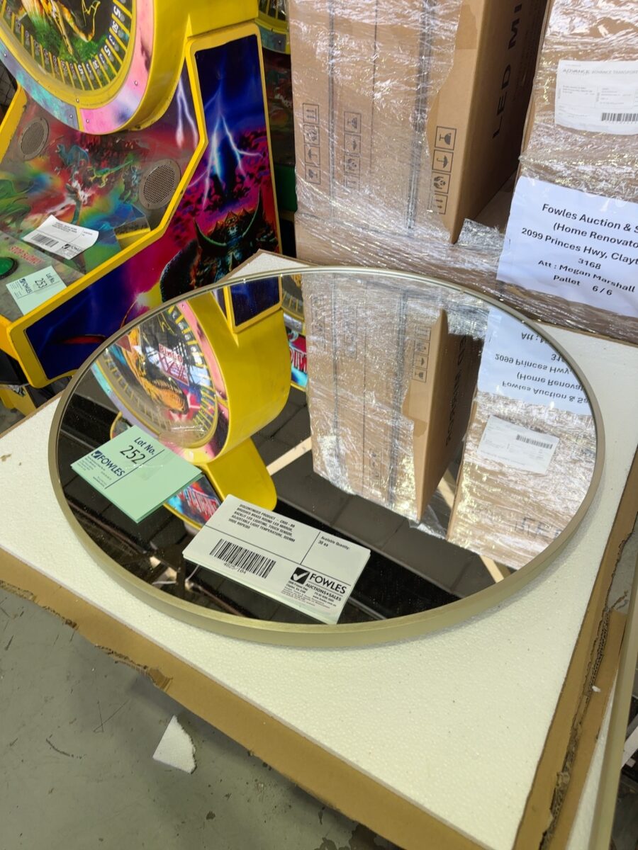 DISCONTINUED PRODUCT - CR80-BB BRUSHED BRASS ROUND LED MIRROR, BACKLIT LED LIGHTING, TOUCH SENSOR, ADJUSTABLE LIGHT TEMPERATURE, 800MM WIDE RRP$388