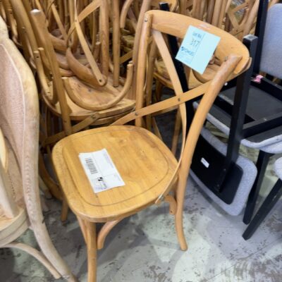 EX HIRE FRENCH CAFE OAK CROSS BACK DINING CHAIR SOLD AS IS
