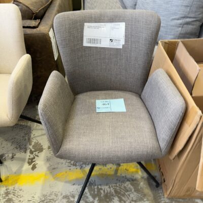 NEW LAURA LIGHT GREY/BROWN FABRIC DINING CHAIR, SWIVEL BASE