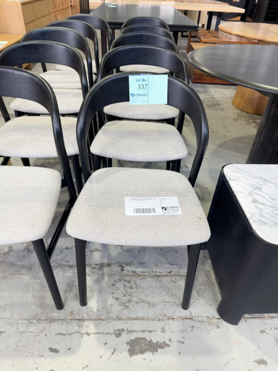 EX DISPLAY TEMPO BLACK OAK DINING CHAIR WITH FABRIC SEAT SOLD AS IS