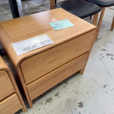 EX DISPLAY LENA MESSMATE CURVED BEDSIDE TABLE SOLD AS IS