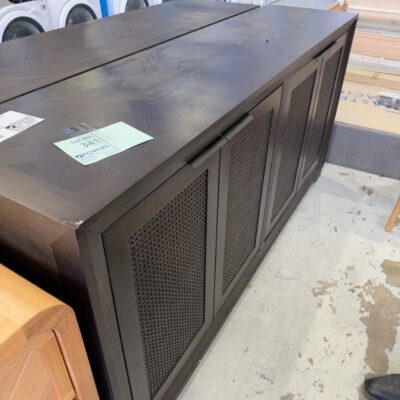 EX DISPLAY ADLEY JAPAN BLACK BUFFETT, 1800MM WITH RATTAN DOORS, SOME DAMAGE SOLD AS IS