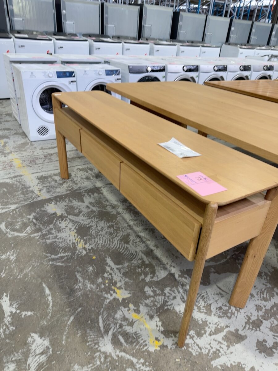 EX DISPLAY ARIES 1800MM CONSOLE TABLE AMERICAN OAK SOLD AS IS