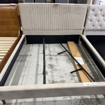 SAMPLE - PARLEY KING SIZE MINK UPHOLSTERED BEDFRAME SOLD AS IS
