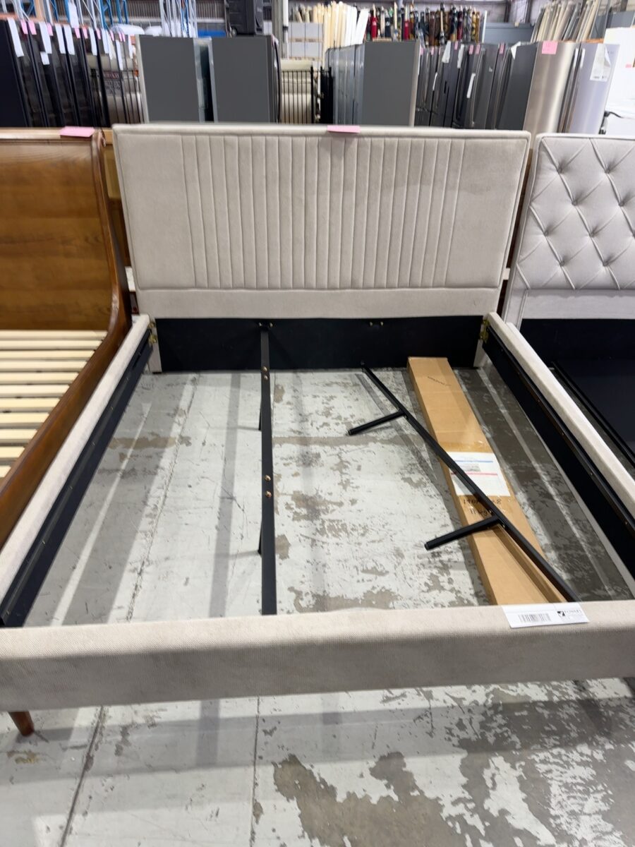 SAMPLE - PARLEY KING SIZE MINK UPHOLSTERED BEDFRAME SOLD AS IS