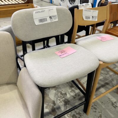SAMPLE FURNITURE - ARLO BAR STOOL, SAGE FABRIC, BLACK OAK SOLD AS IS