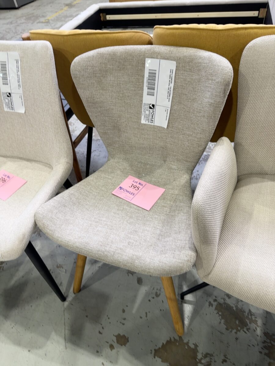 SAMPLE FURNTURE - TESLAN DINING CHAIR, SAND FABRIC, NATURAL OAK, SOLD AS IS