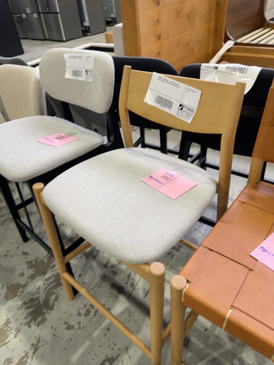 SAMPLE FURNITURE - KOBE BAR STOOL, SILVER FABRIC, NATURAL OAK SOLD AS IS