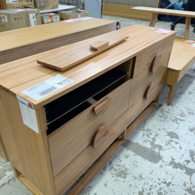SAMPLE FURNITURE - NOAH DRESSER MESSMATE TIMBER SOLD AS IS **DRAWER BROKEN SOLD AS IS**