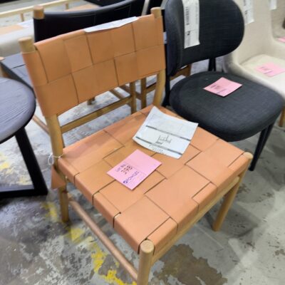 SAMPLE FURNITURE - LANDO DINING CHAIR, NATURAL OAK, NUDE LEATHER SOLD AS IS