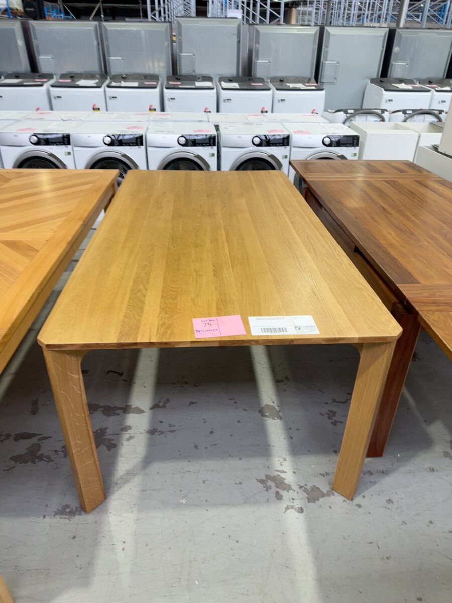 EX DISPLAY AKSEL 2000MM AMERICAN OAK DINING TABLE, ANGLED LEGS, SOLD AS IS