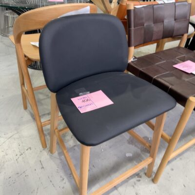 SAMPLE FURNITURE - STELLA BAR STOOL, NATURAL OAK, BLACK PU SOLD AS IS