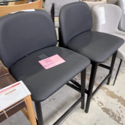 SAMPLE FURNITURE - STELLA BAR STOOL, BLACK OAK, BLACK PU SOLD AS IS