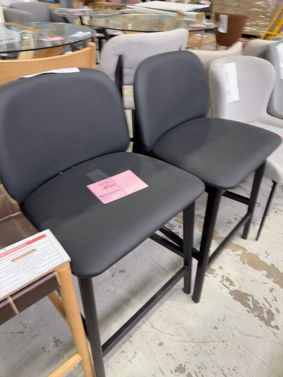 SAMPLE FURNITURE - STELLA BAR STOOL, BLACK OAK, BLACK PU SOLD AS IS