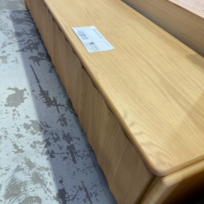 EX DISPLAY BOND AMERICAN OAK FLUTED 2200MM ENTERTAINMENT UNIT, SOLD AS IS