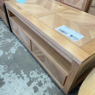 EX DISPLAY FLINDERS COFFEE TABLE, MESSMATE SOLD AS IS