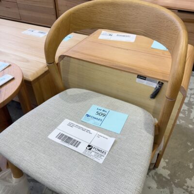 EX DISPLAY TEMPO NATURAL OAK DINING CHAIR, SOLD AS IS (SPLIT TIMBER, WILL NEED REPAIRING)