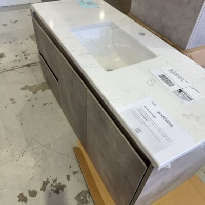 NEW AULIC LOLA GREY 1200MM WALL HUNG VANITY, WITH WHITE STONE TOP & UNDERMOUANT BOWL CAWH11-1200 & ST26-1200