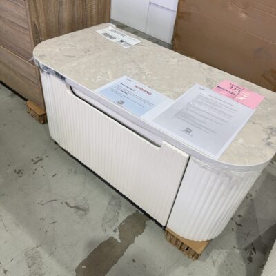 AULIC PETRA MARK II WALL HUNG CURVED FLUTED 900MM VANITY WITH DRAWERS, CURVED ALPINE STONE TOP, CAWH402900 & ST86900 RRP00